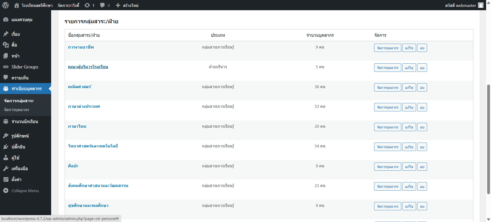 Plug-in WP ทำเนียบบุคลากร